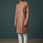 Rose Gold / Copper - Banarasi Handloom Brocade Mens Indian Kurta set with Trousers - UK Stock - Weddings / Walimas , Sangeet, Diwali, Eid, Mehndi / Henna - VEE2509 VR - Prachy Creations