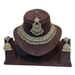 Rose Gold / Crystal - Medium Size Antique Gold Finish Necklace Set with Earrings & Tika Head piece - GGA05 KV 0525 - Prachy Creations