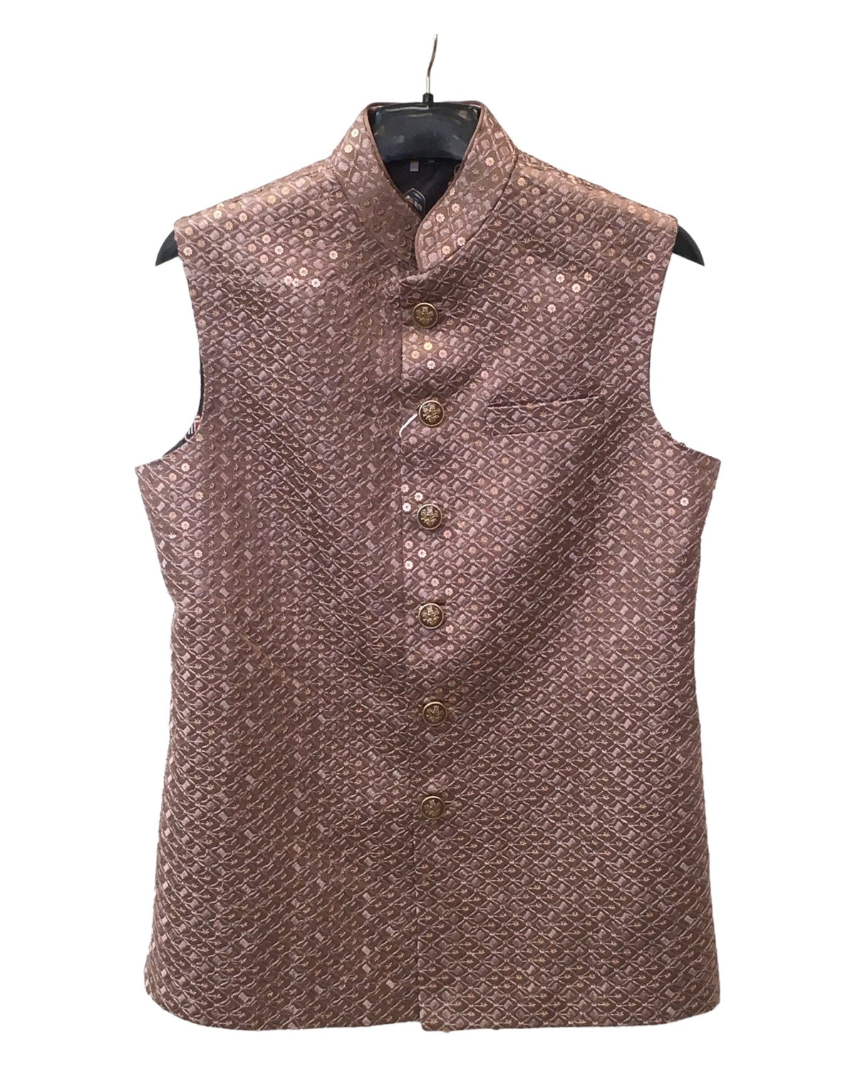 Rose Gold / Light Brown - Rich Lucknowi Sequins Mens Waistcoat / Bandi - Bollywood - HHF2403 KK 0624 - Prachy Creations