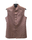 Rose Gold / Light Brown - Rich Lucknowi Sequins Mens Waistcoat / Bandi - Bollywood - HHF2403 KK 0624 - Prachy Creations