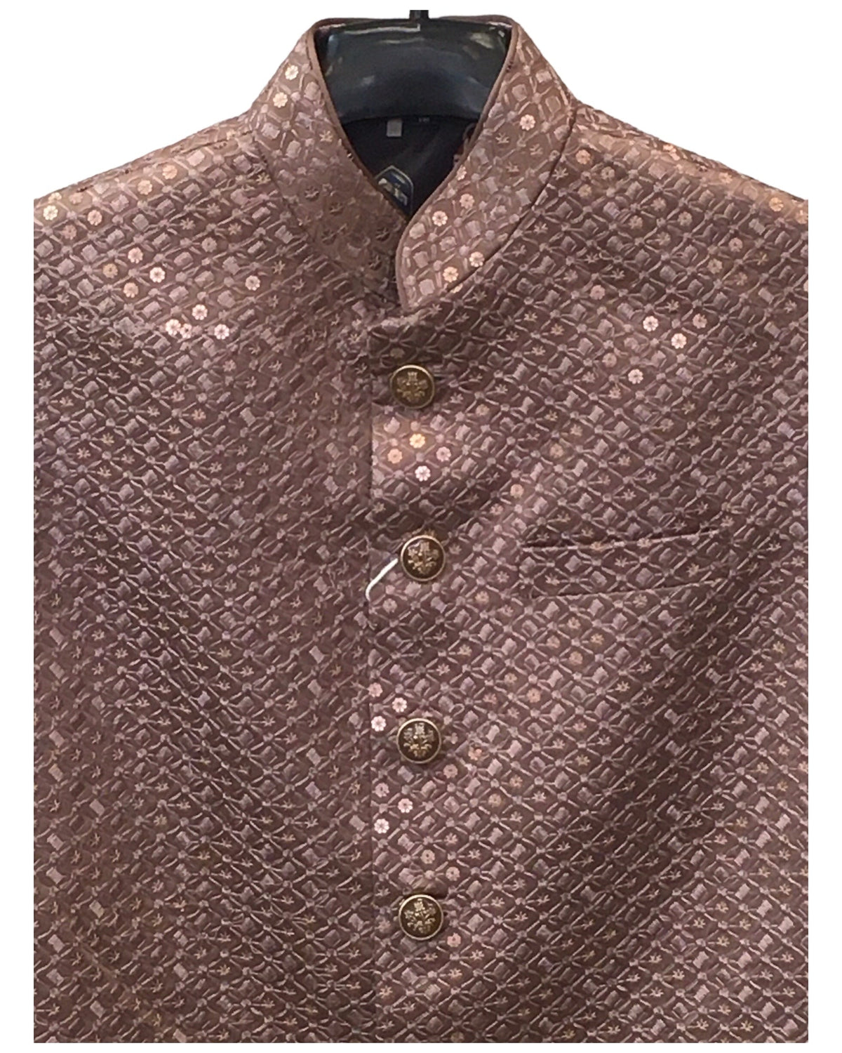Rose Gold / Light Brown - Rich Lucknowi Sequins Mens Waistcoat / Bandi - Bollywood - HHF2403 KK 0624 - Prachy Creations
