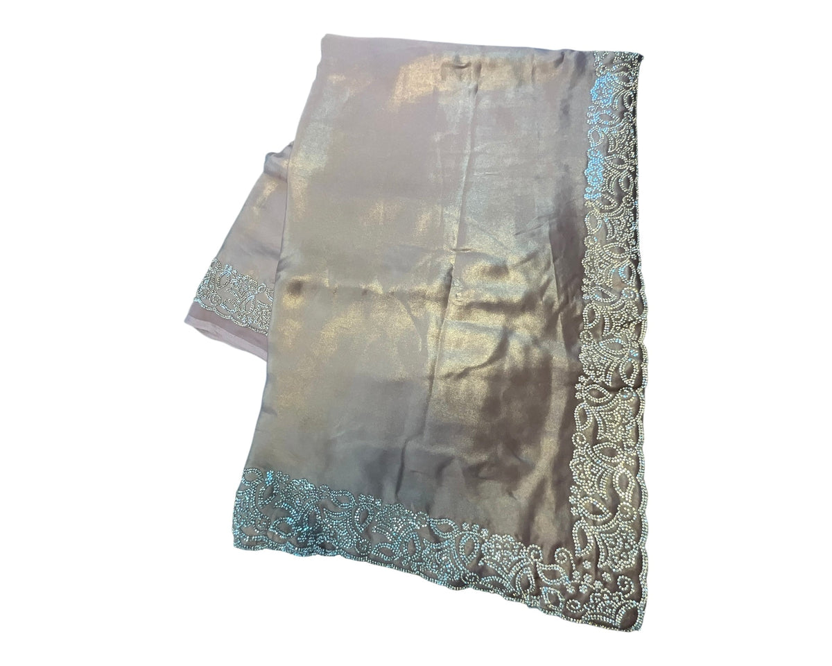 Rose Gold - Saree with Thread / Stone Embroidery and Blouse Piece - UK stock - 24hr Dispatch - SP2621 VC - Prachy Creations