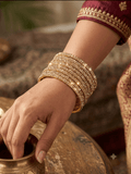 Rose Gold - Set of 8 Stone Bangles - M to XXL - HAN2601 07Ka26 - Prachy Creations