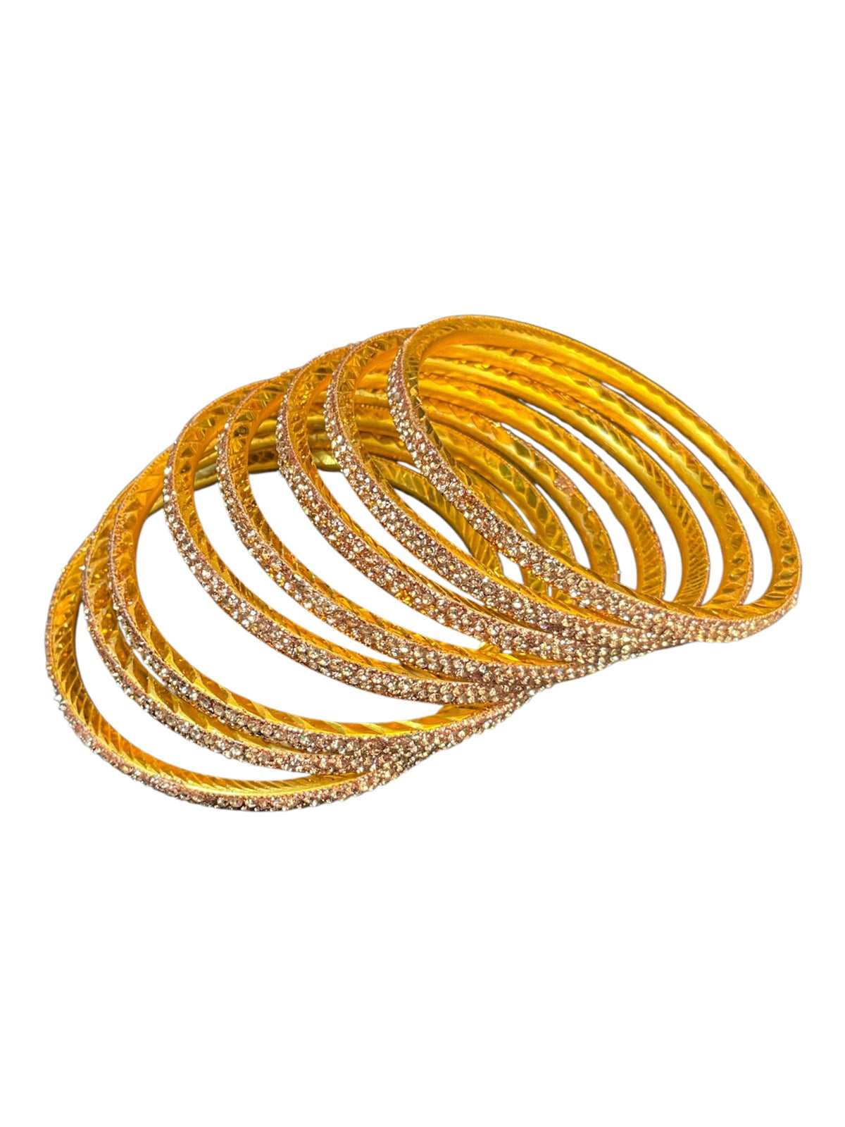 Rose Gold - Set of 8 Stone Bangles - M to XXL - HAN2601 07Ka26 - Prachy Creations