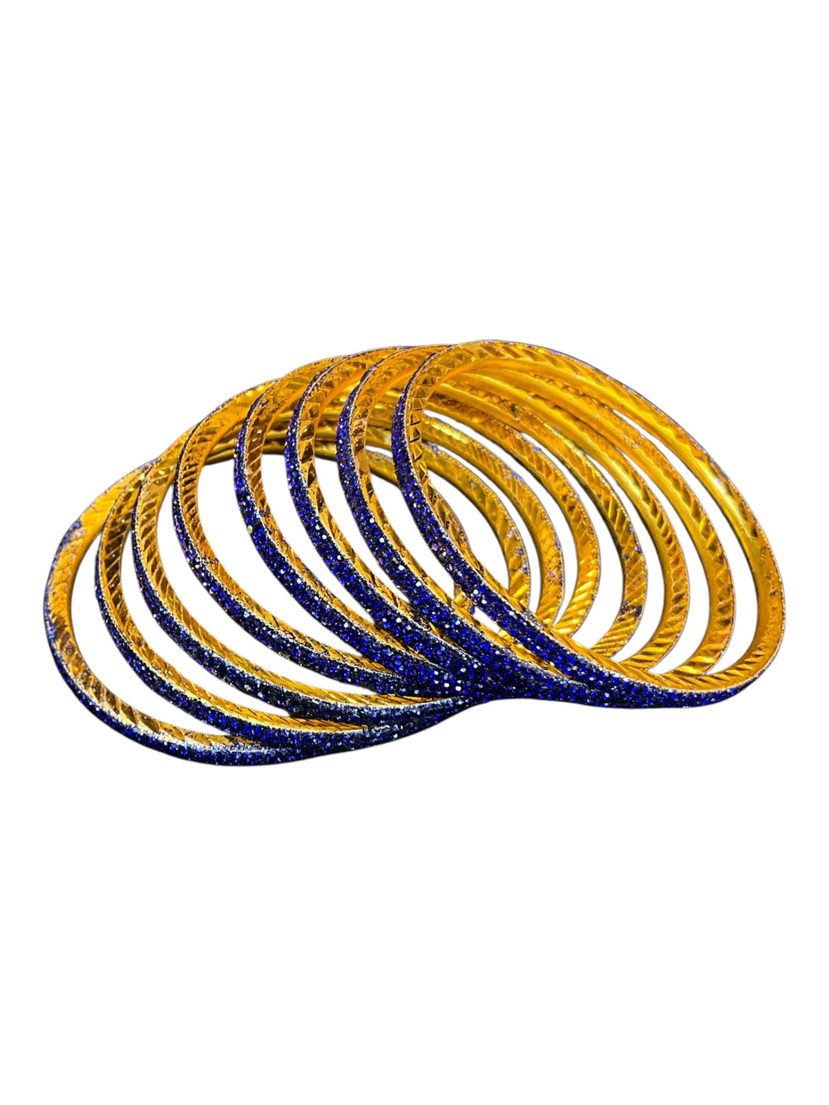 Royal Blue - Set of 8 Stone Bangles - M to XXL - HAN2601 07Ka26 - Prachy Creations