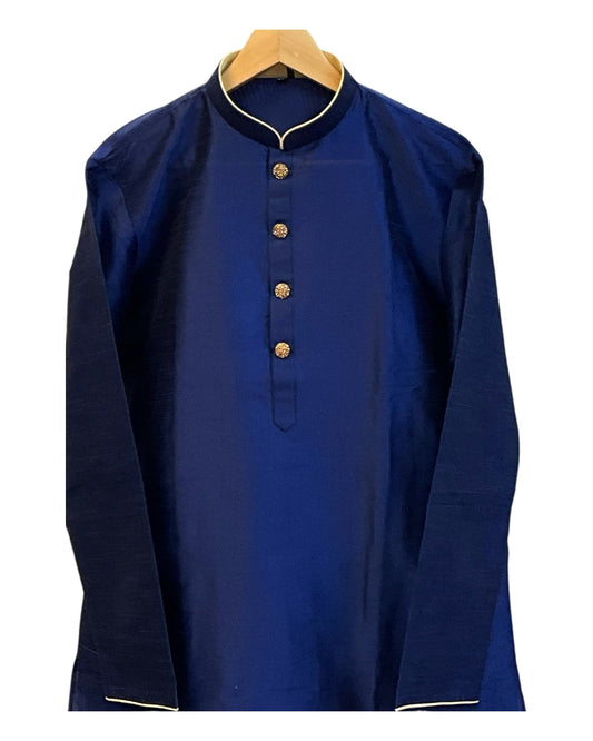 Royal Blue - Silky Mens Indian Kurta set - UK Stock - Ideal to Pair with a Waistcoat - VEE1095 KJ - Prachy Creations