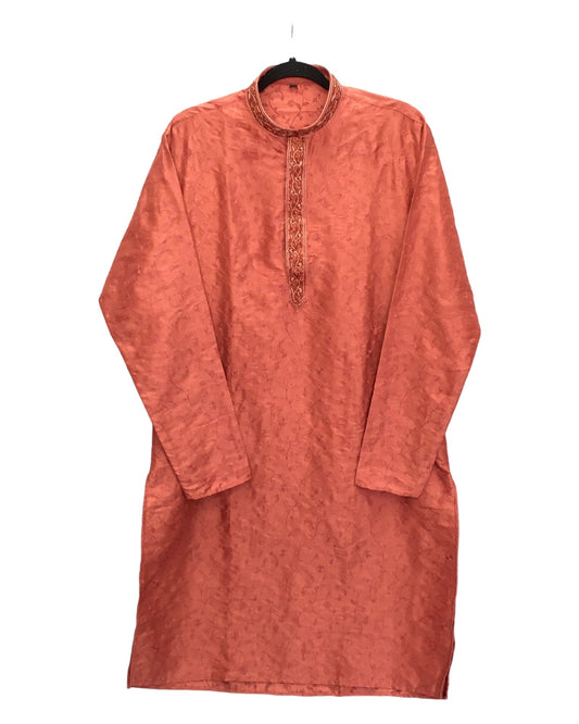 Rust - Cotton Silk Mens Indian Kurta set - Weddings / Walimas , Sangeet, Eid, Mehndi / Henna - KCS1048 06VA24 - Prachy Creations