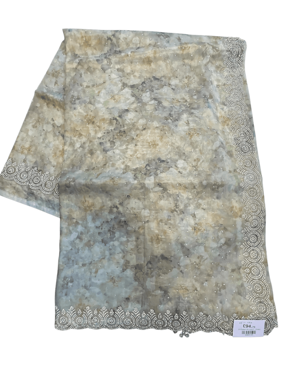 Sage Green - Fancy Embroidered Saree with Blouse Piece - UK stock - 24hr Dispatch - SP250621 VA - Prachy Creations
