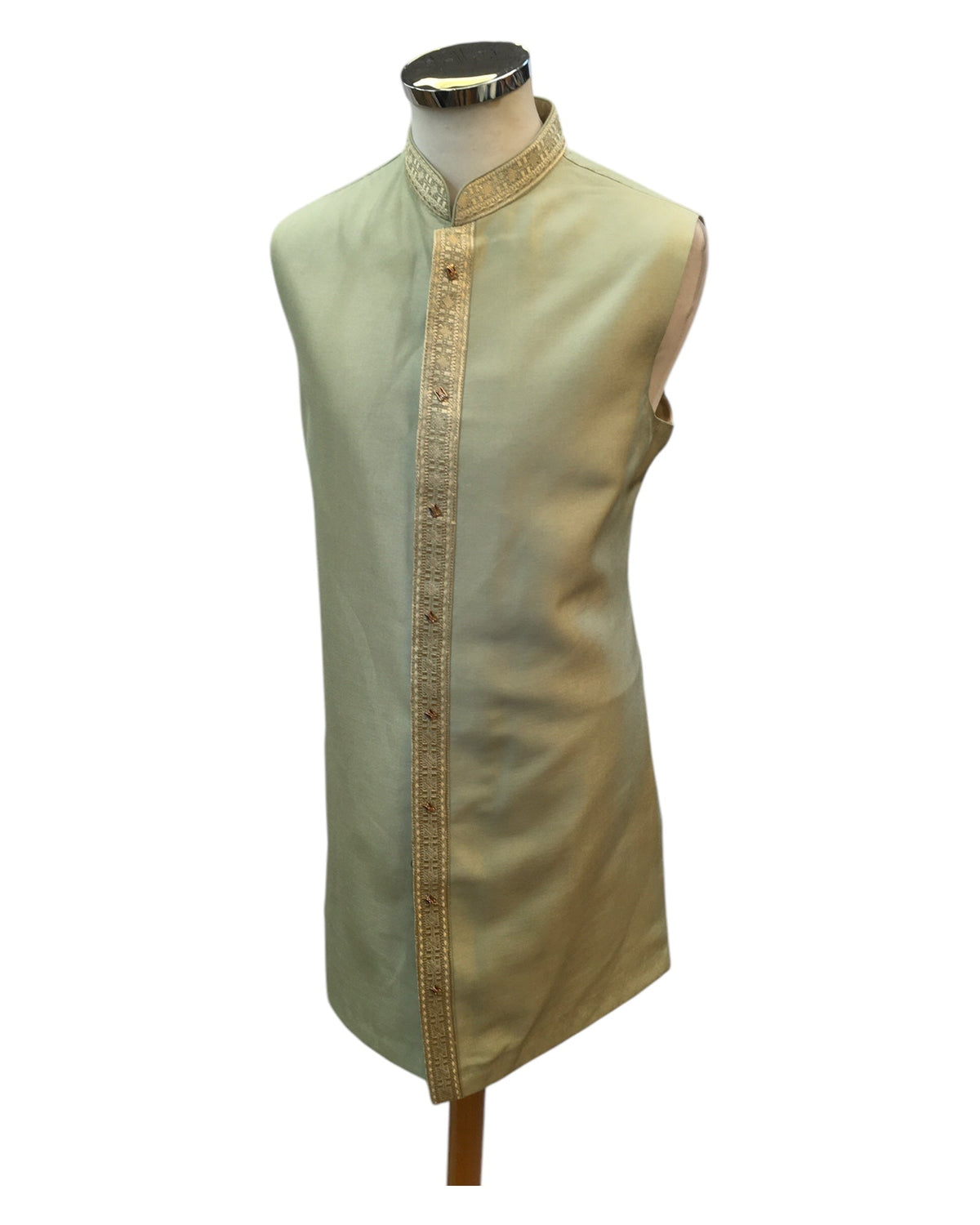 Sage Green - PREMIUM Mens Knee Length Jacket with Long Waistcoat - Fantastic Fit - KCS6101 02CY25 - Prachy Creations