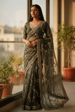 Sage Green - Rich Bridal Saree with Allover Embroidery and Blouse Piece - UK stock - 24hr Dispatch - RS2518 AJ - Prachy Creations