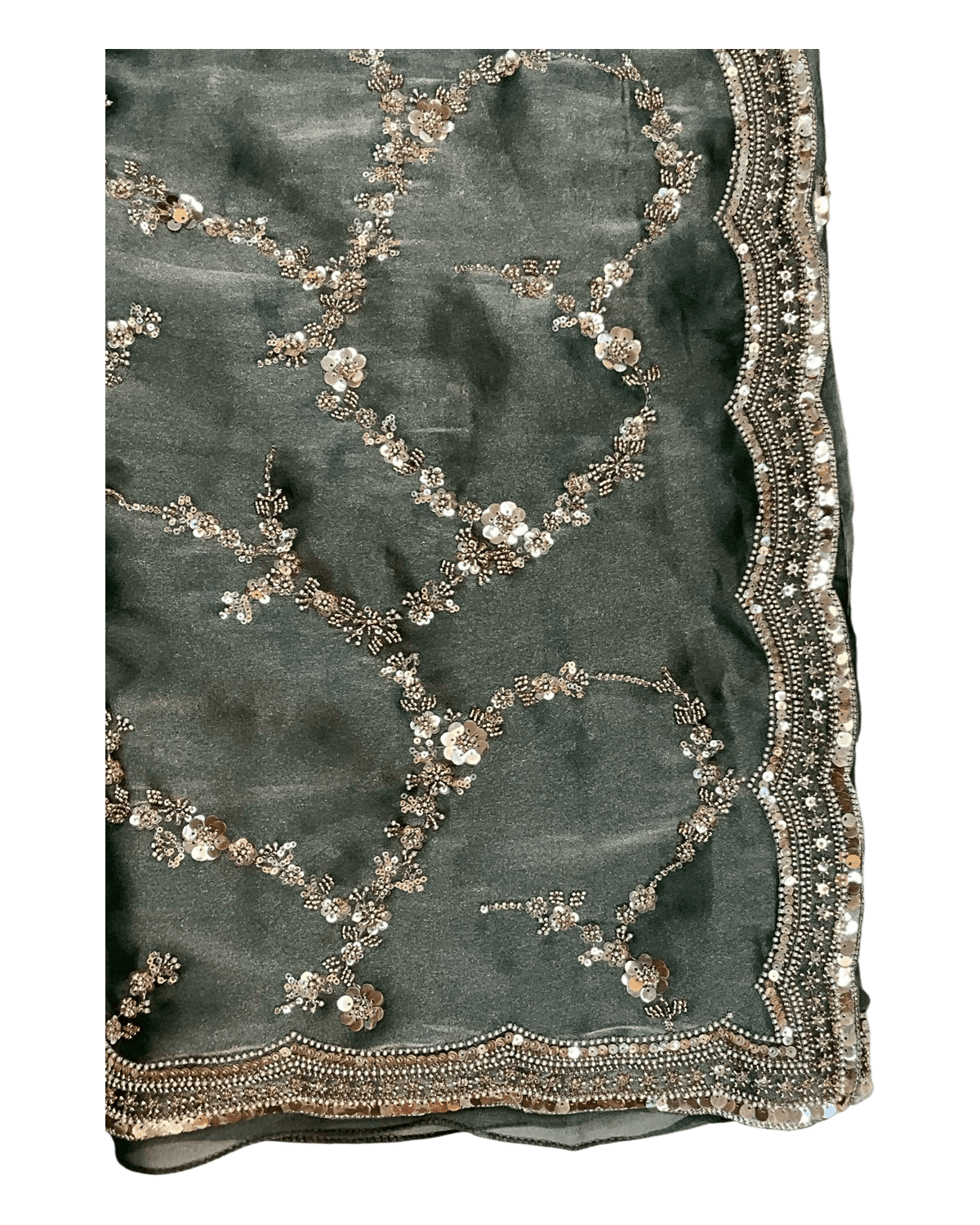 Sage Green - Rich Bridal Saree with Allover Embroidery and Blouse Piece - UK stock - 24hr Dispatch - RS2518 AJ - Prachy Creations
