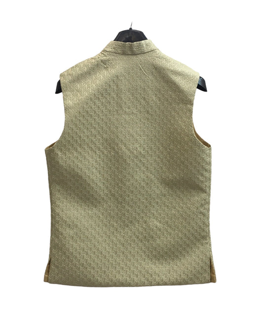 Sage Green - Rich Lucknowi Sequins Mens Waistcoat - Bollywood - KCS4013 VH 0324 - Prachy Creations