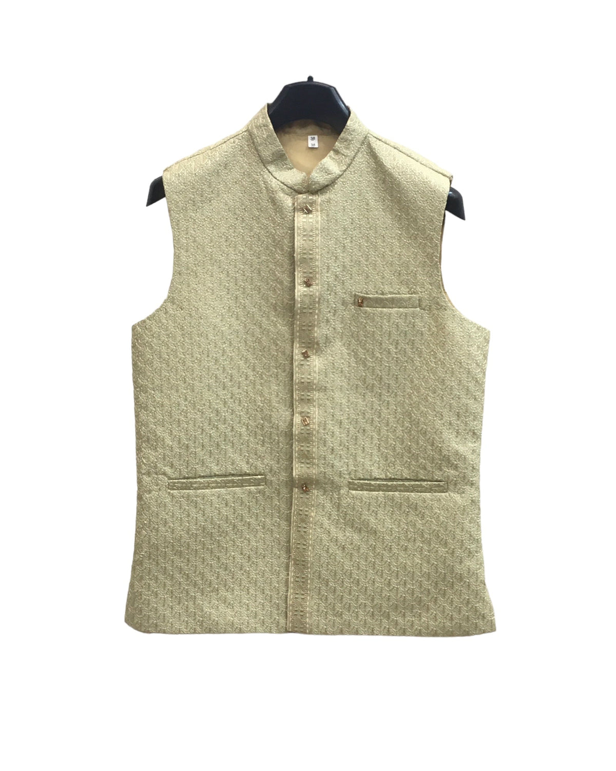 Sage Green - Rich Lucknowi Sequins Mens Waistcoat - Bollywood - KCS4013 VH 0324 - Prachy Creations