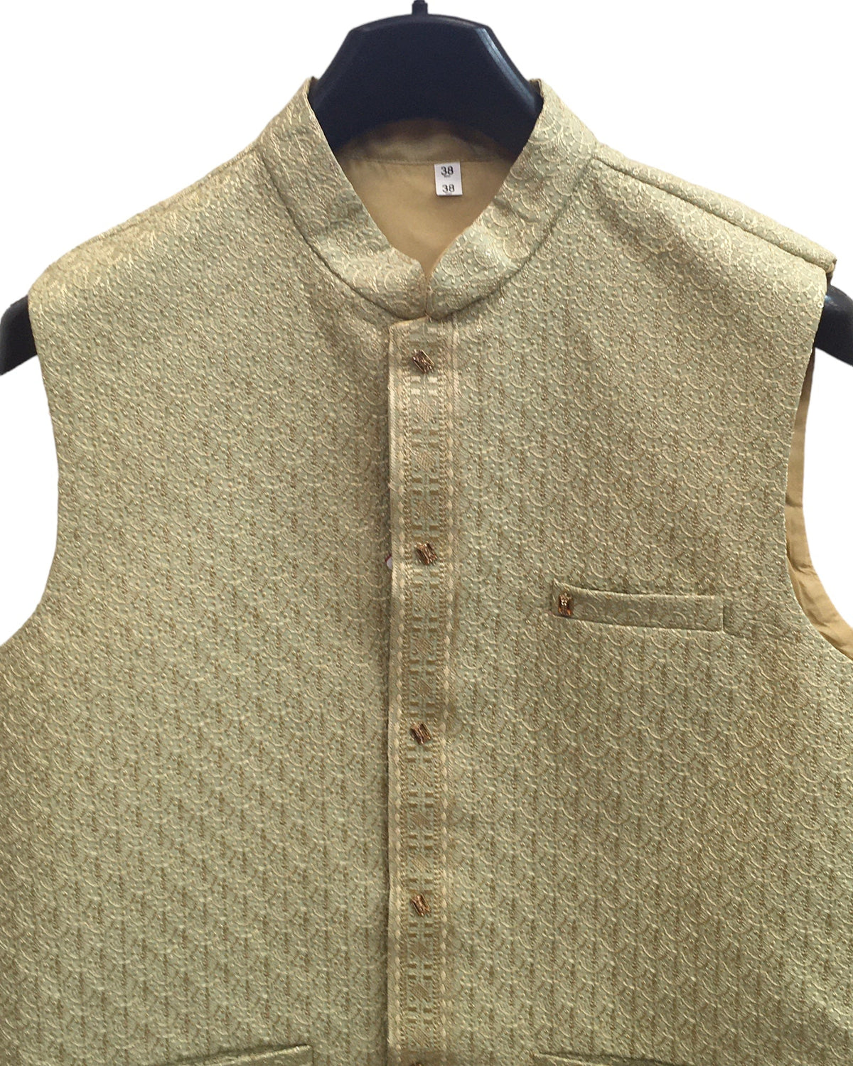 Sage Green - Rich Lucknowi Sequins Mens Waistcoat - Bollywood - KCS4013 VH 0324 - Prachy Creations