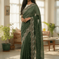Sage Green - Rich Saree with Stone Work Border and Blouse Piece - UK stock - 24hr Dispatch - RS2532 TC - Prachy Creations