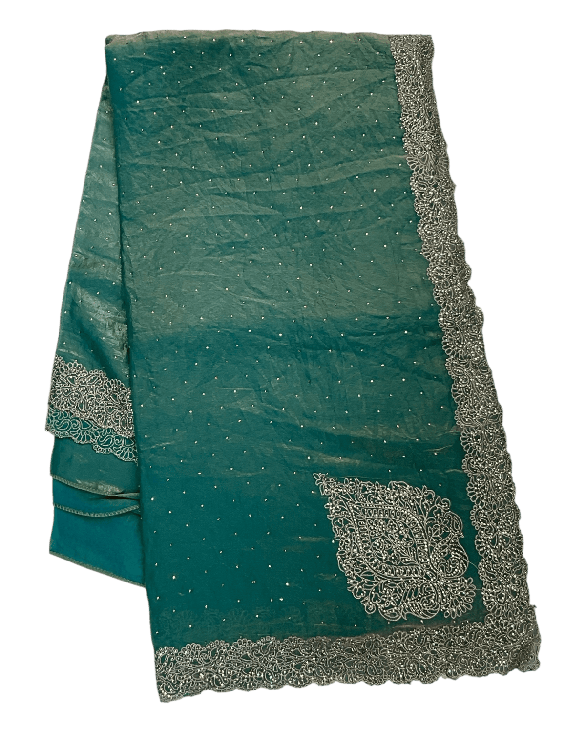 Sage Green - Rich Saree with Thread / Stone Embroidery and Blouse Piece - UK stock - 24hr Dispatch - RS2525 VJ - Prachy Creations