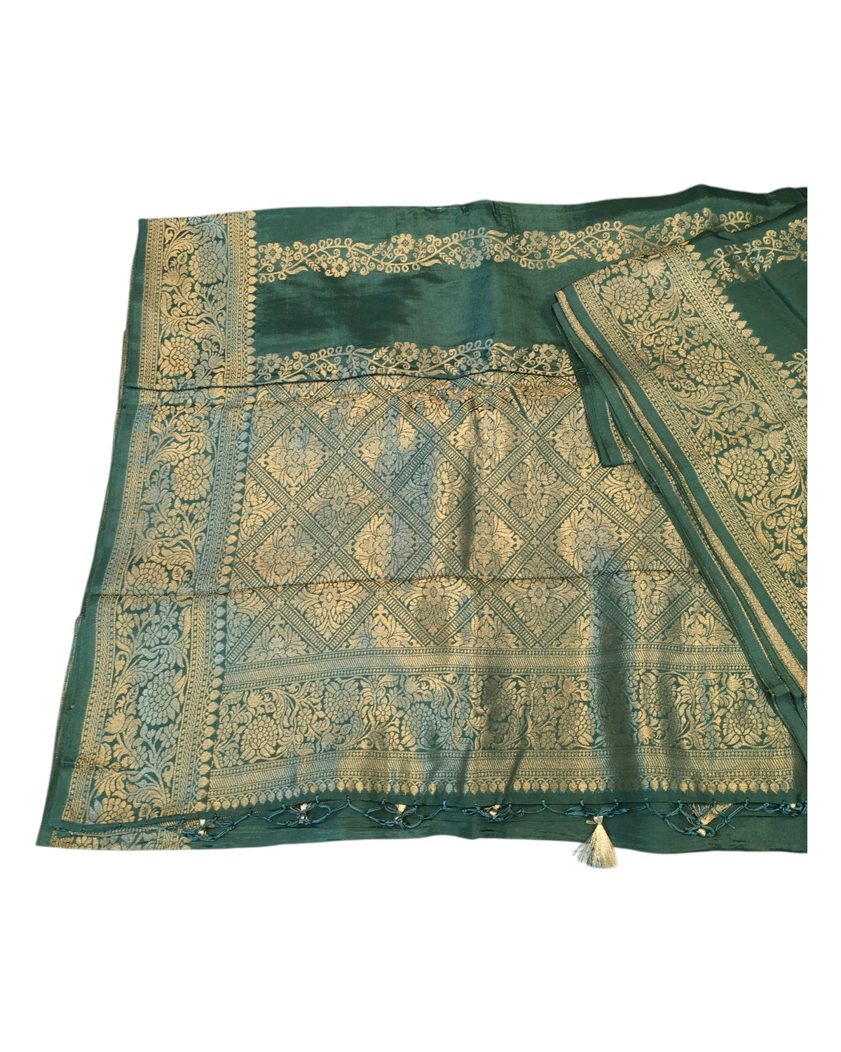 Sage Green - Traditional Handloom Banarasi Sari / Saree - with Blouse Piece - SN2401 11VJ24 - Prachy Creations