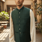 SALE! Bottle Green - Handloom Dupion Silk Mens Waistcoat - DL2304 KKp1023 - Prachy Creations