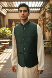 SALE! Bottle Green - Handloom Dupion Silk Mens Waistcoat - DL2304 KKp1023 - Prachy Creations