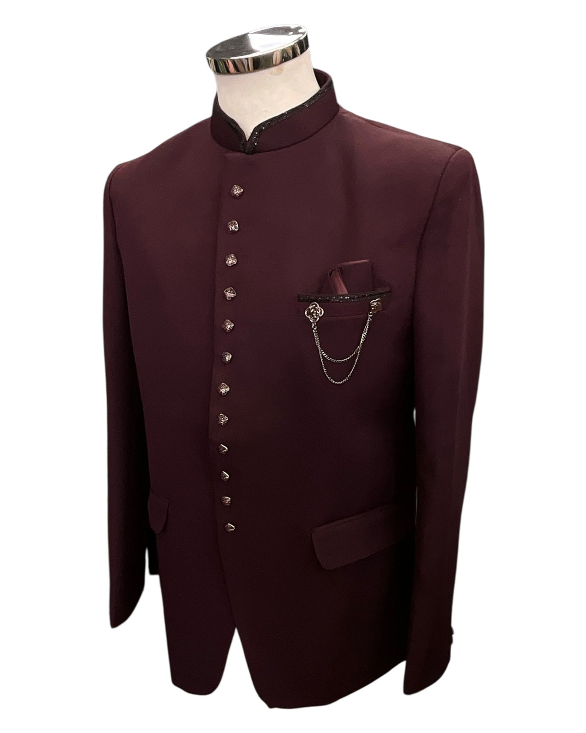 SALE! Burgundy / Maroon - PREMIUM Slim Fit Mens BandhGala / Prince / Chinese Collar Jacket - Fantastic Fit - CS2512 09TY25 - Prachy Creations