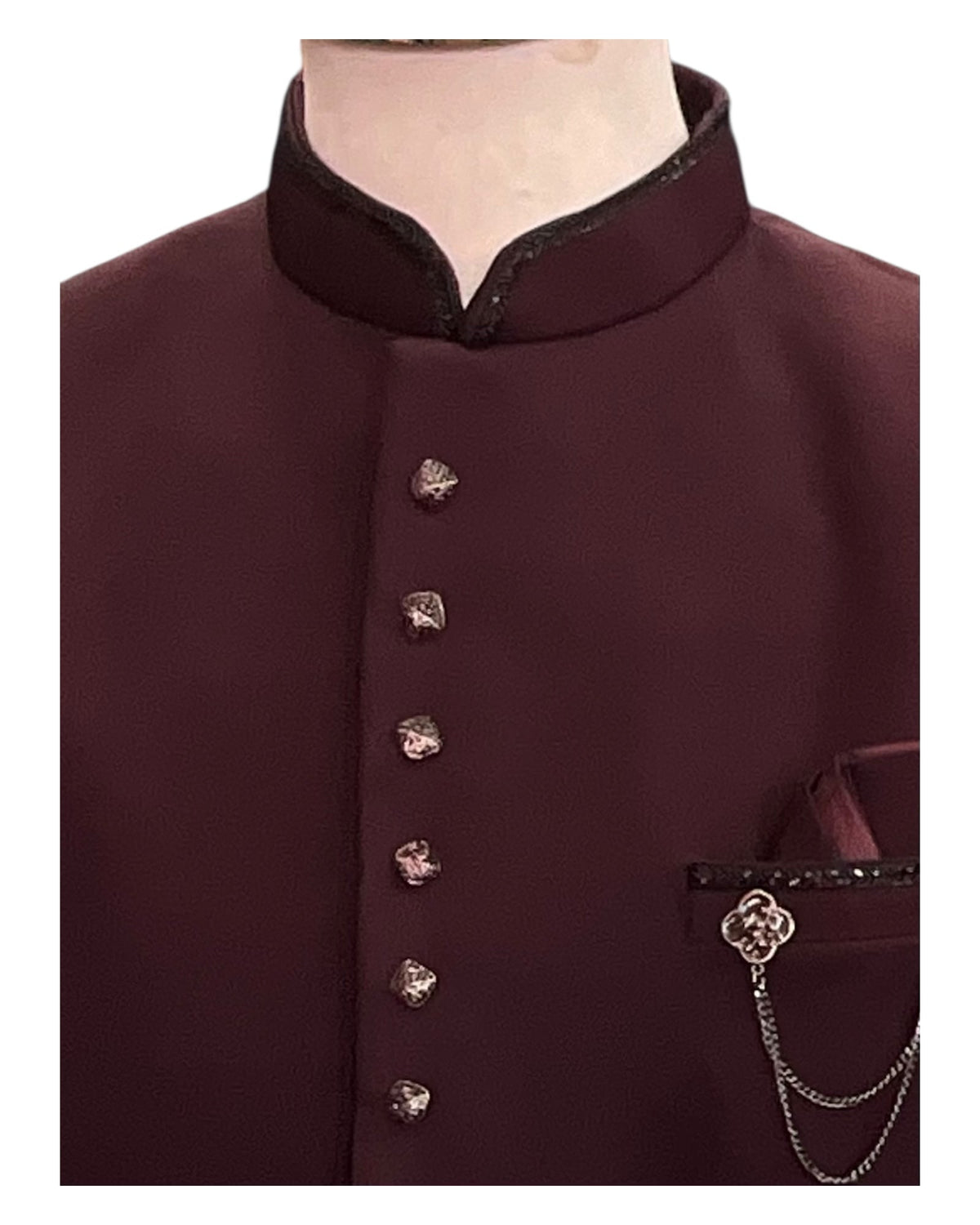 SALE! Burgundy / Maroon - PREMIUM Slim Fit Mens BandhGala / Prince / Chinese Collar Jacket - Fantastic Fit - CS2512 09TY25 - Prachy Creations