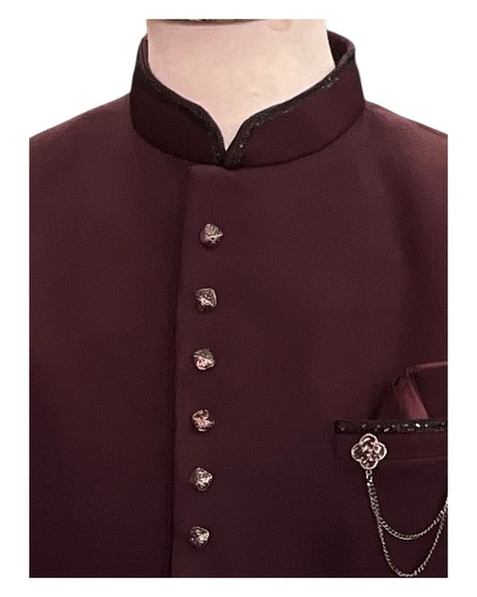 SALE! Burgundy / Maroon - PREMIUM Slim Fit Mens BandhGala / Prince / Chinese Collar Jacket - Fantastic Fit - CS2512 09TY25 - Prachy Creations