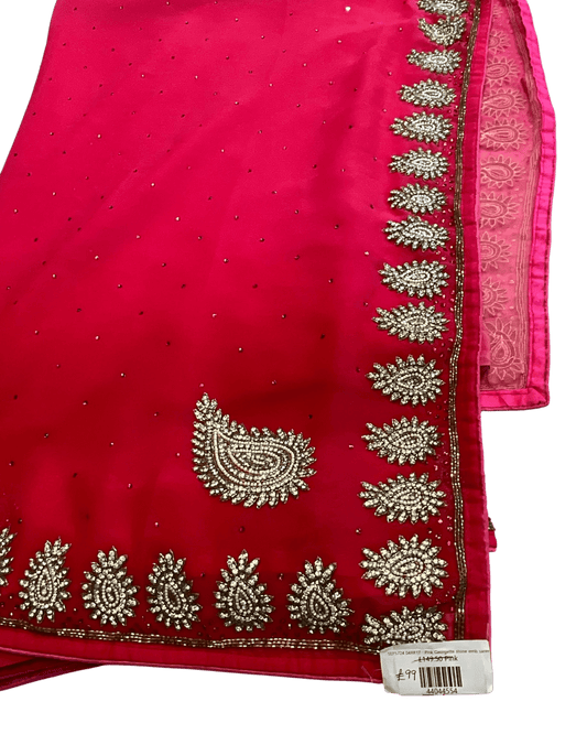 Sale - Coral Pink - Fancy Saree with Blouse Piece - SEP5724 04RR17 - Prachy Creations