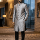 Sale! Mens Indian Light Sherwani set in Black / Silver Brocade for weddings, Bollywood Party - DD180801JV - Prachy Creations