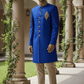 SALE ! Mens Raw Silk Royal Blue Brocade Sherwani - VL1907 AA1119 - Prachy Creations