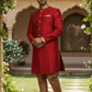 SALE! Mens Red Blue Light Sherwani / Kurta set - Karbhari 04TK17 - Prachy Creations