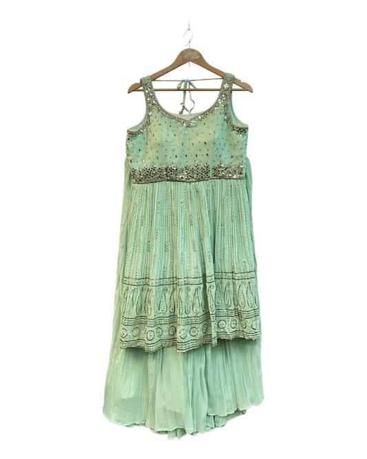 Sale! Mint Green - Ready Made Palazzo Trousers Set - Size 12 - 42" (Loosen up to 14) ) UK Stock - 24h Dispatch - KTC2354 04TT23 - Prachy Creations