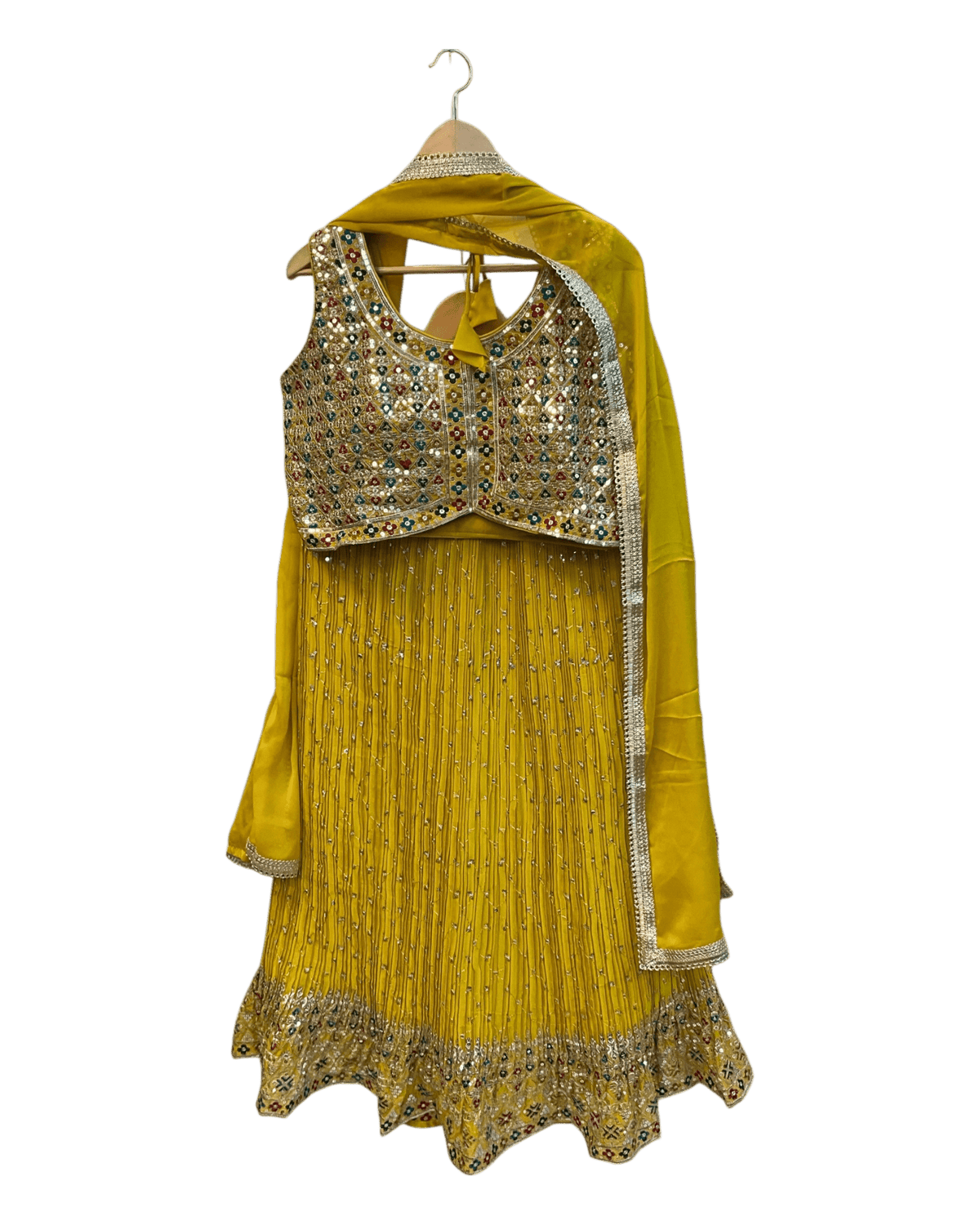 SALE! SALE! Size 14 - Yellow Ready Made Lehnga Set - Haldi / Mehndi / Weddings - UK Stock - 24h Dispatch - PC2602 XX - Prachy Creations