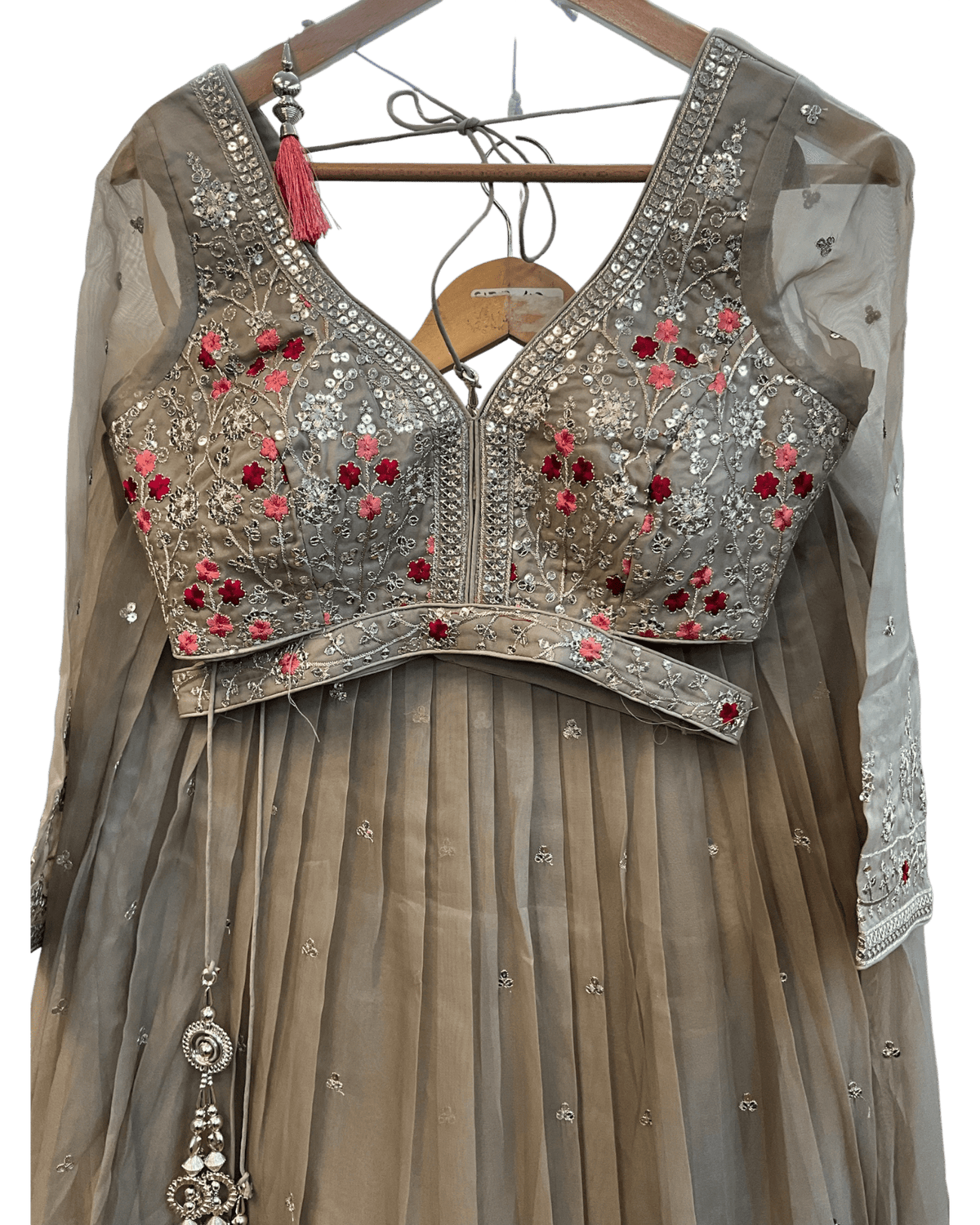 SALE ! Size UK 12 (38") Light Grey - Lehenga Set - Mehndi / Sangeet / Bridesmaids / Weddings / Garba - UK Stock - 24h Dispatch - OC42076 PA26 - Prachy Creations