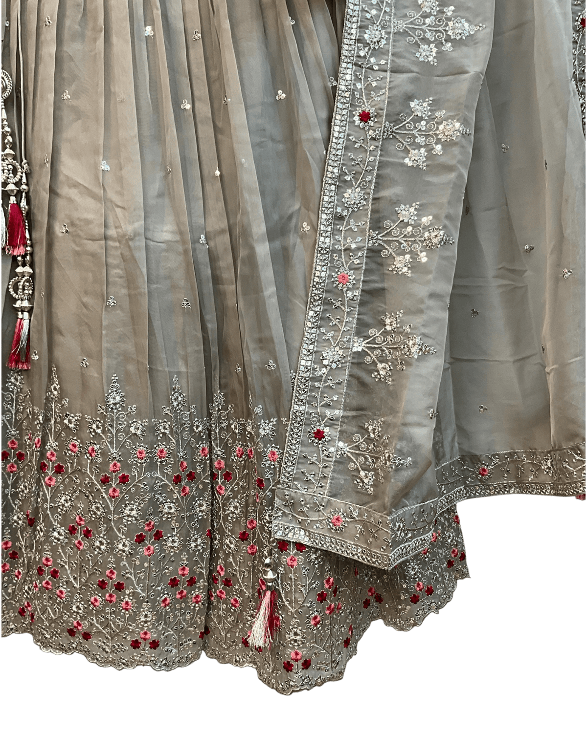 SALE ! Size UK 12 (38") Light Grey - Lehenga Set - Mehndi / Sangeet / Bridesmaids / Weddings / Garba - UK Stock - 24h Dispatch - OC42076 PA26 - Prachy Creations