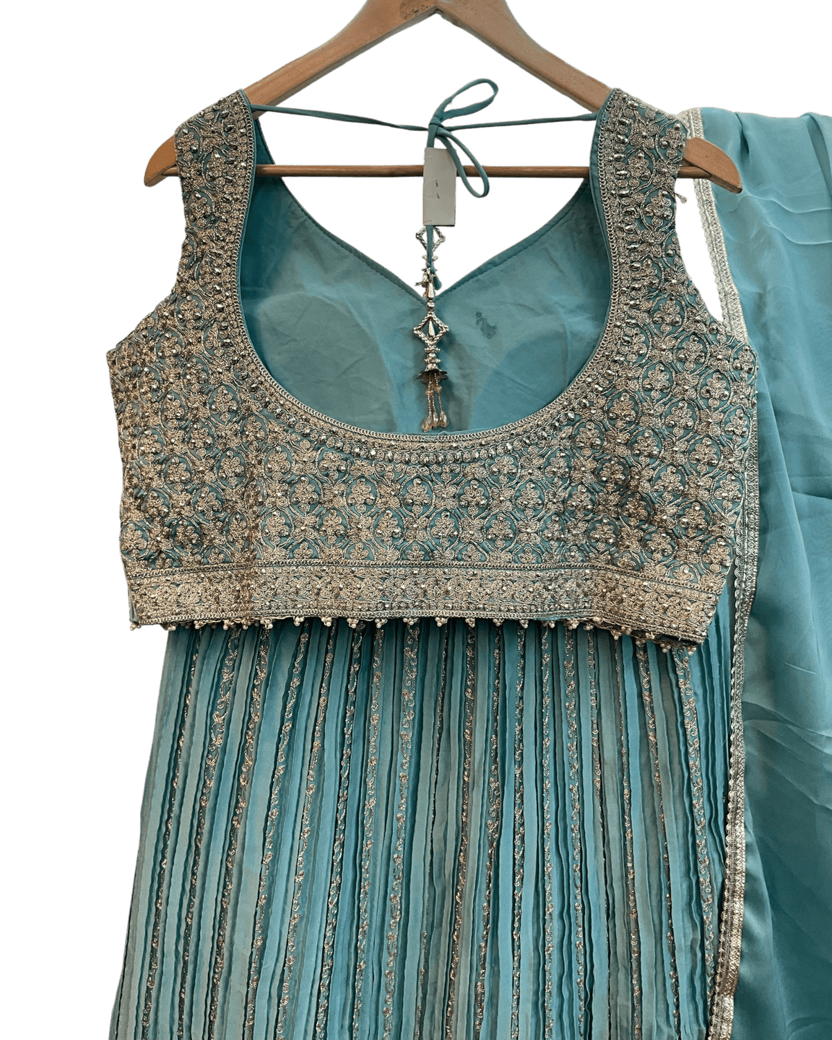 SALE ! Size UK 16 (42") Light Blue Pastel - Lehenga Set - Mehndi / Sangeet / Bridesmaids / Weddings / Garba - UK Stock - 24h Dispatch - KTC250627 TK26 - Prachy Creations