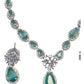 Sea Green - American Diamond Style Silver Finish Small Size Necklace Set with Earrings - AE2422 11H24 - Prachy Creations