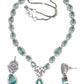Sea Green - American Diamond Style Silver Finish Small Size Necklace Set with Earrings - AE2422 11H24 - Prachy Creations