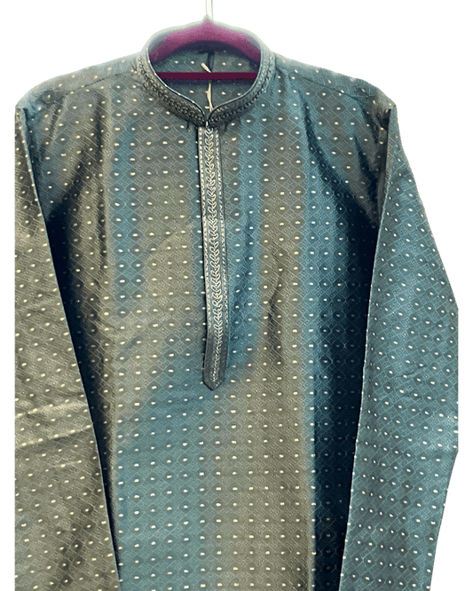 Sea Green - Banarasi Handloom Brocade Mens Indian Kurta set with Trousers - UK Stock - Weddings / Walimas , Sangeet, Diwali, Eid, Mehndi / Henna - VEE3011 KC - Prachy Creations