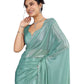 Sea Green - Crepe Chiffon - Diamante Border Saree with Blouse Piece - DAZ56003 VY 0425 - Prachy Creations