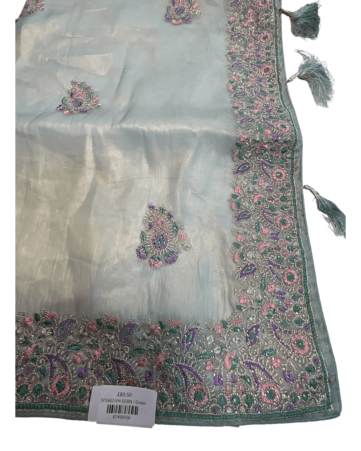 Sea Green - Fancy Party Saree with Blouse Piece - UK stock - 24hr Dispatch - SP2602 VH - Prachy Creations
