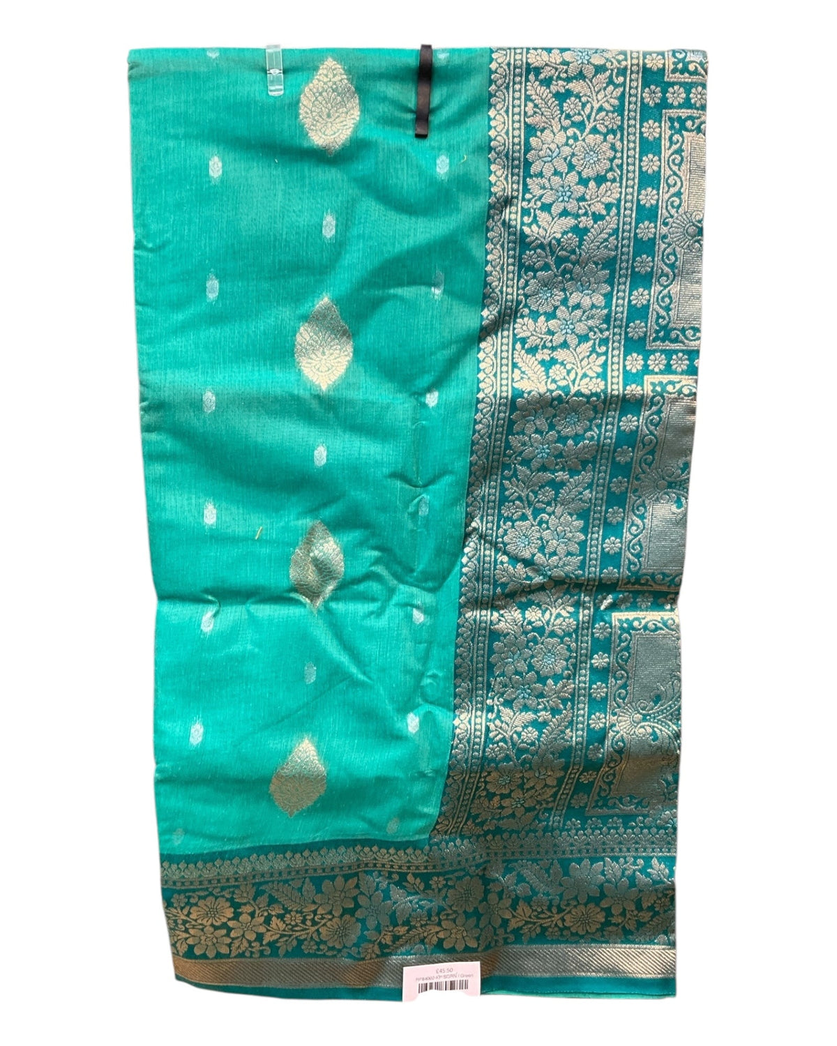 Sea Green - Handloom - Cotton Silky Banarasi Saree with Blouse Piece - RP84002 10KP25 - Prachy Creations