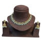Sea Green - Medium Size Antique Gold Finish Necklace Set with Earrings - RAK375 Pp - Prachy Creations