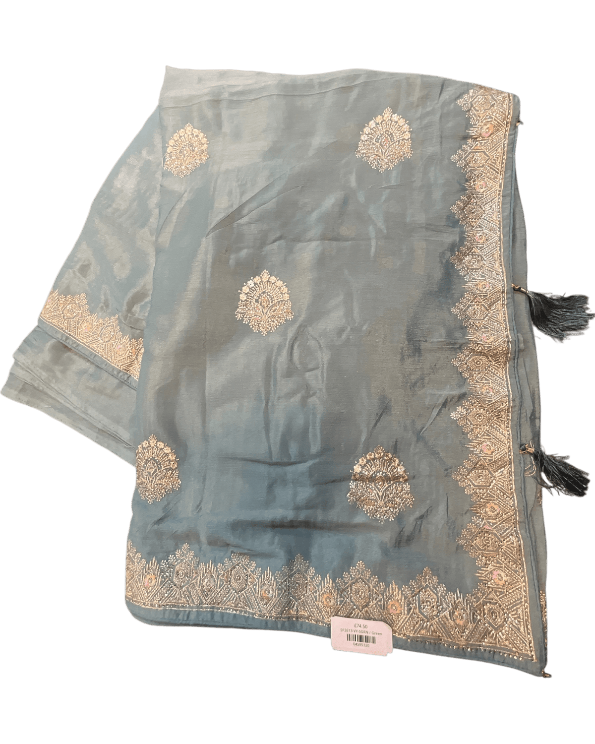 Sea Green - Saree with Thread / Stone Work and Blouse Piece - UK stock - 24hr Dispatch - SP2613 VY - Prachy Creations