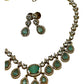 Sea Green - Small - Antique Gold Finish Necklace Set with Earrings & - AE2521 08KK25 - Prachy Creations
