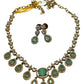 Sea Green - Small - Antique Gold Finish Necklace Set with Earrings & - AE2521 08KK25 - Prachy Creations