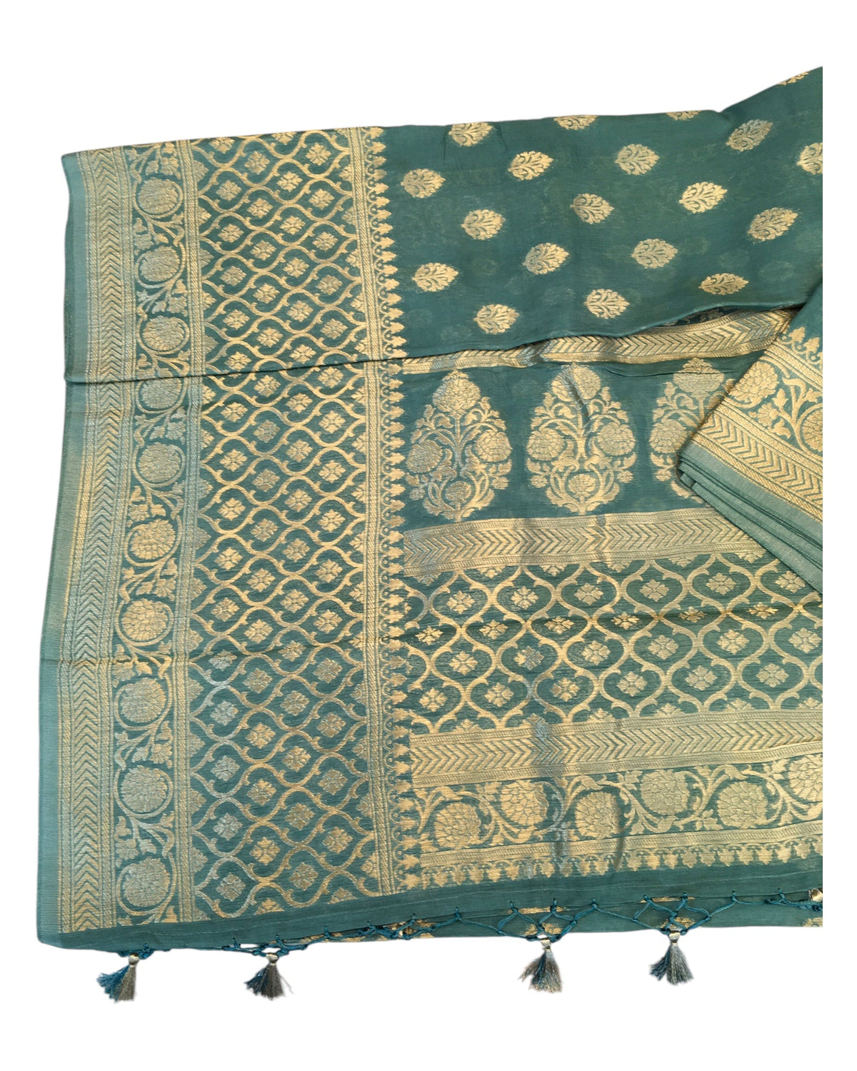 Sea Green - Traditional Handloom Banarasi Sari / Saree - with Blouse Piece - SN2402 11TY24 - Prachy Creations