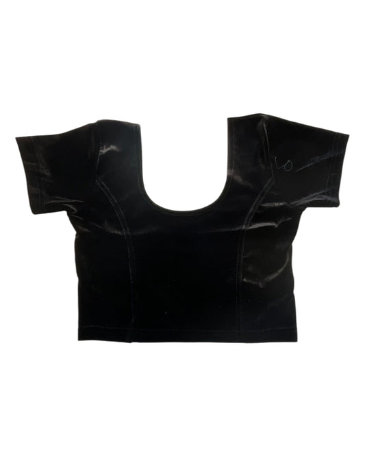 Short Sleeve Ladies Black Velvet Saree Lehenga Blouse - Magic Saree Blouse - X Small to 5XL - UK Stock V021 - Prachy Creations