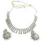 Silver / Clear - Medium Size Silver Finish Necklace Set with Earrings - SJ06 08H25 - Prachy Creations