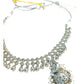 Silver / Clear - Medium Size Silver Finish Necklace Set with Earrings - SJ06 08H25 - Prachy Creations