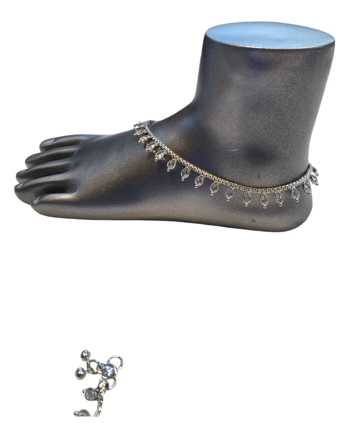 Silver Finish - Ankle Chain / Payal / Paazeb - Fashion Jewellery - Bollywood - Weddings - DAJ590 24P10 - Prachy Creations